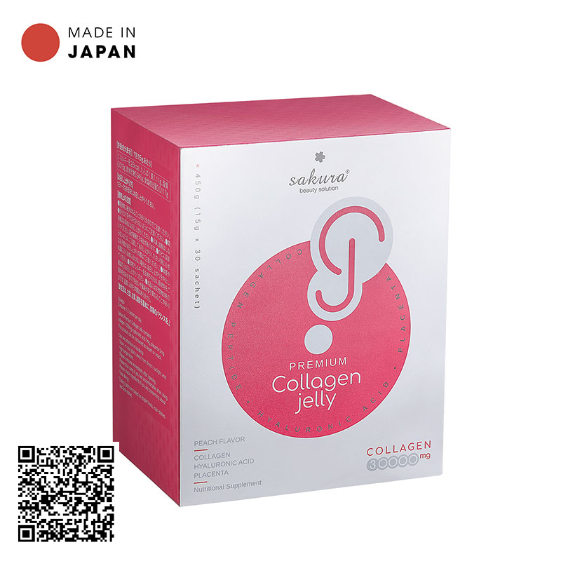 Thạch Collagen Dưỡng Nhan Sakura Premium Collagen Jelly Nhật Bản 30 thanh / hộp