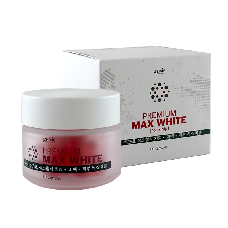 Viên Uống Trắng Da Genie Premium Max White Rose Hip Màu Đỏ Từ Hàn Quốc