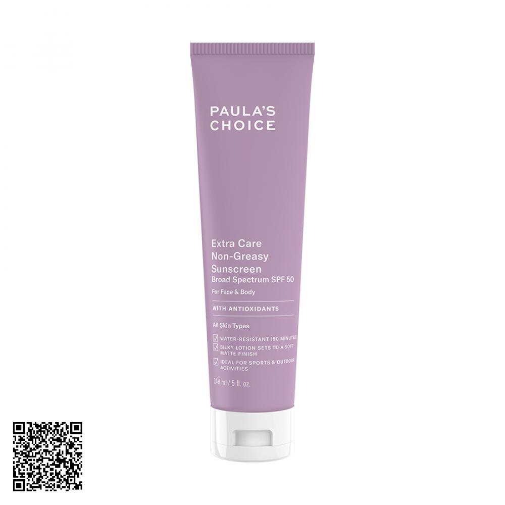 Kem Chống Nắng Siêu Chịu Nước Paula’s Choice Extra Care Non-Greasy Sunscreen SPF50 Từ Mỹ 148ml