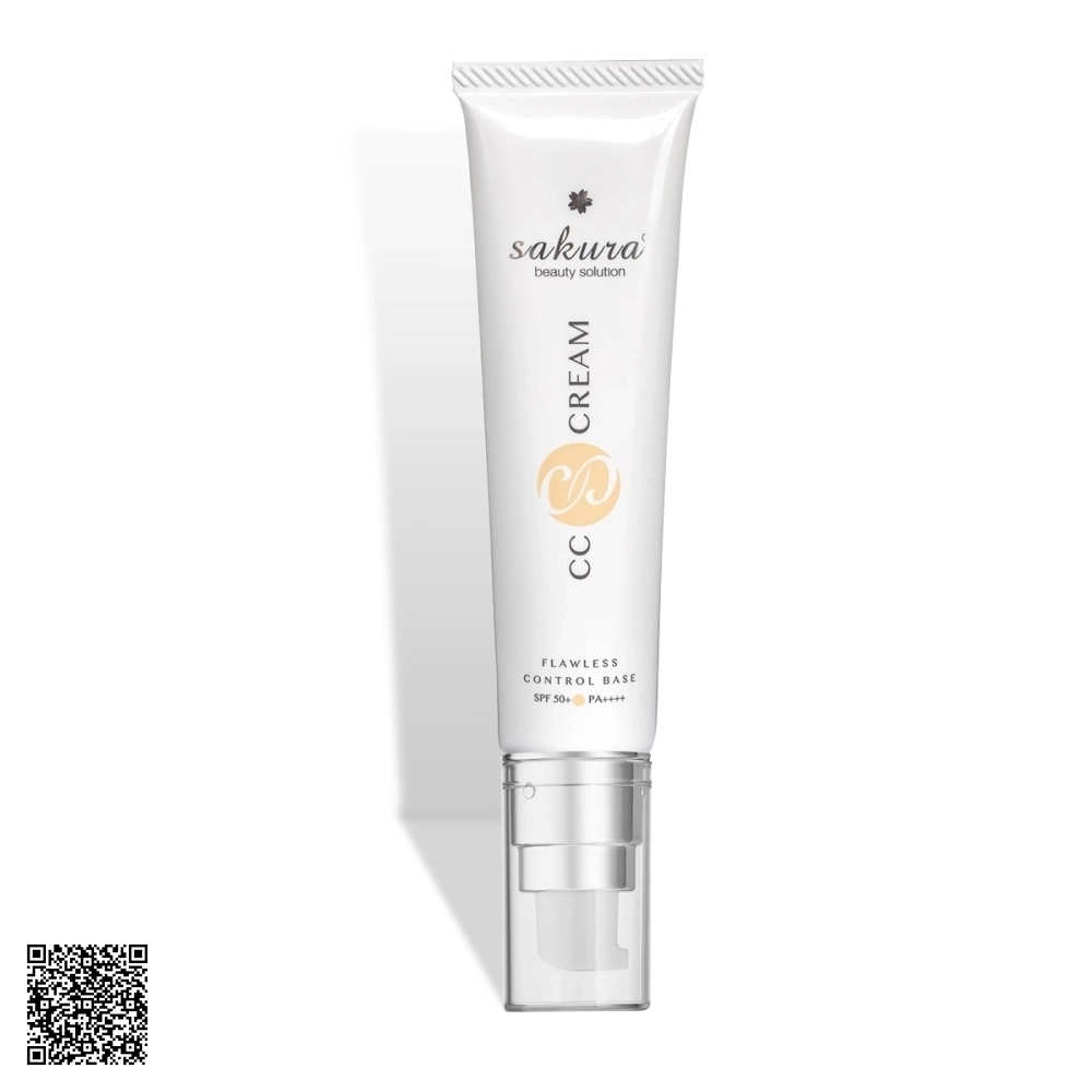 Kem Trang Điểm, Chống Nắng Sakura CC Cream Flawless Control Base SPF50+ PA++++ Mẫu Mới