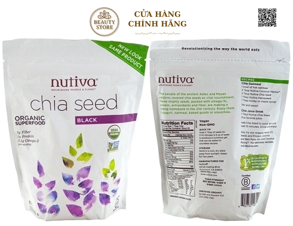 Hạt Chia Nutiva Organic Chia Seed Của Mỹ (970gr)