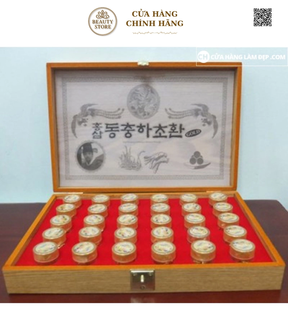 Đông Trùng Hạ Thảo Hộp Gỗ Royal Gold 30 Viên