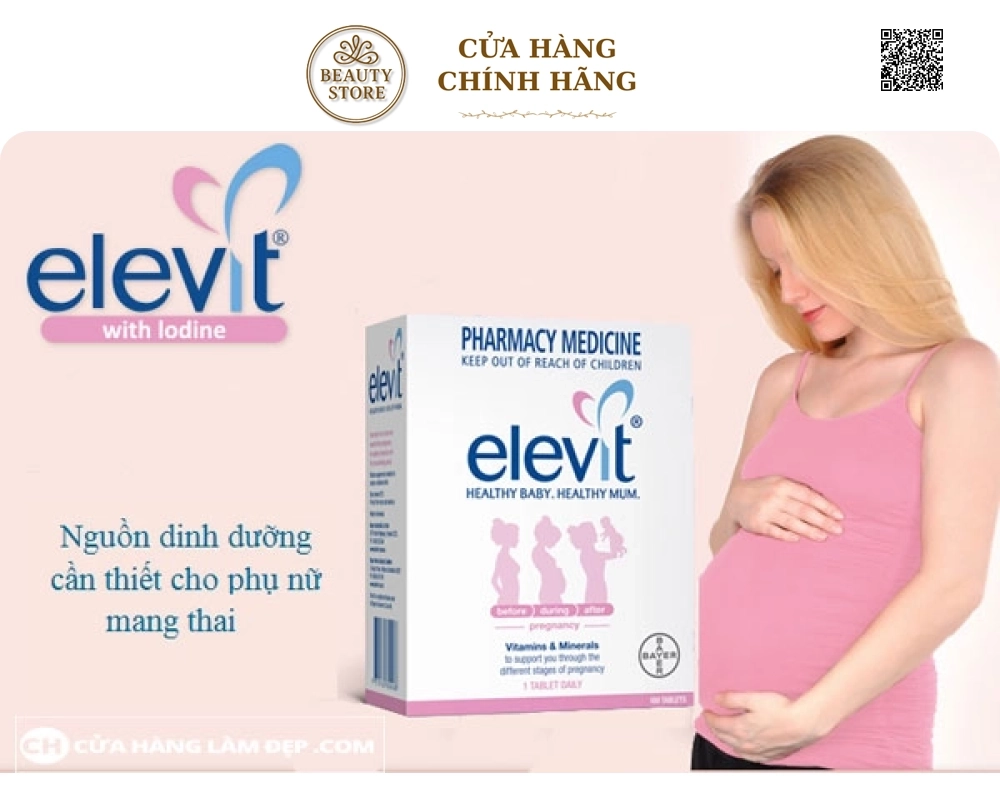 Elevit mẫu mới 2019 Của Úc Hộp 100 Viên - Vitamin Bà Bầu Dành Cho Phụ Nữ Trước, Trong Thời Kỳ Mang Thai Và Sau Khi Sinh