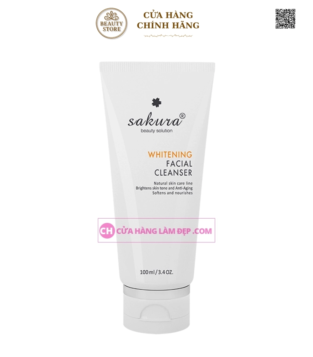 Sữa Rửa Mặt Dưỡng Trắng Da, Hỗ Trợ Ngừa Lão Hóa Sakura Whitening Facial Cleanser