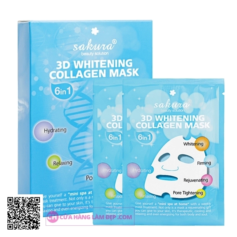 Mặt Nạ Dưỡng Trắng Da & Nâng Cơ Sakura 3D Whitening Collagen Mask