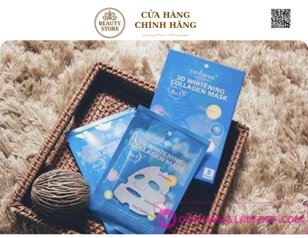 Mặt Nạ Dưỡng Trắng Da & Nâng Cơ Sakura 3D Whitening Collagen Mask