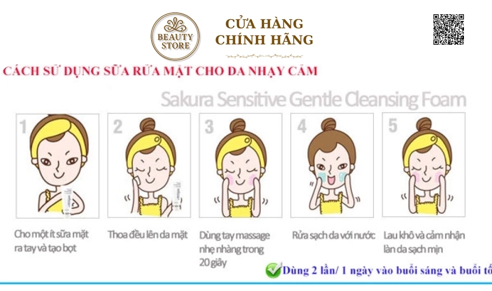 Sữa Rửa Mặt Dành Cho Da Nhạy Cảm Sakura Sensitive Gentel Cleasing Foam
