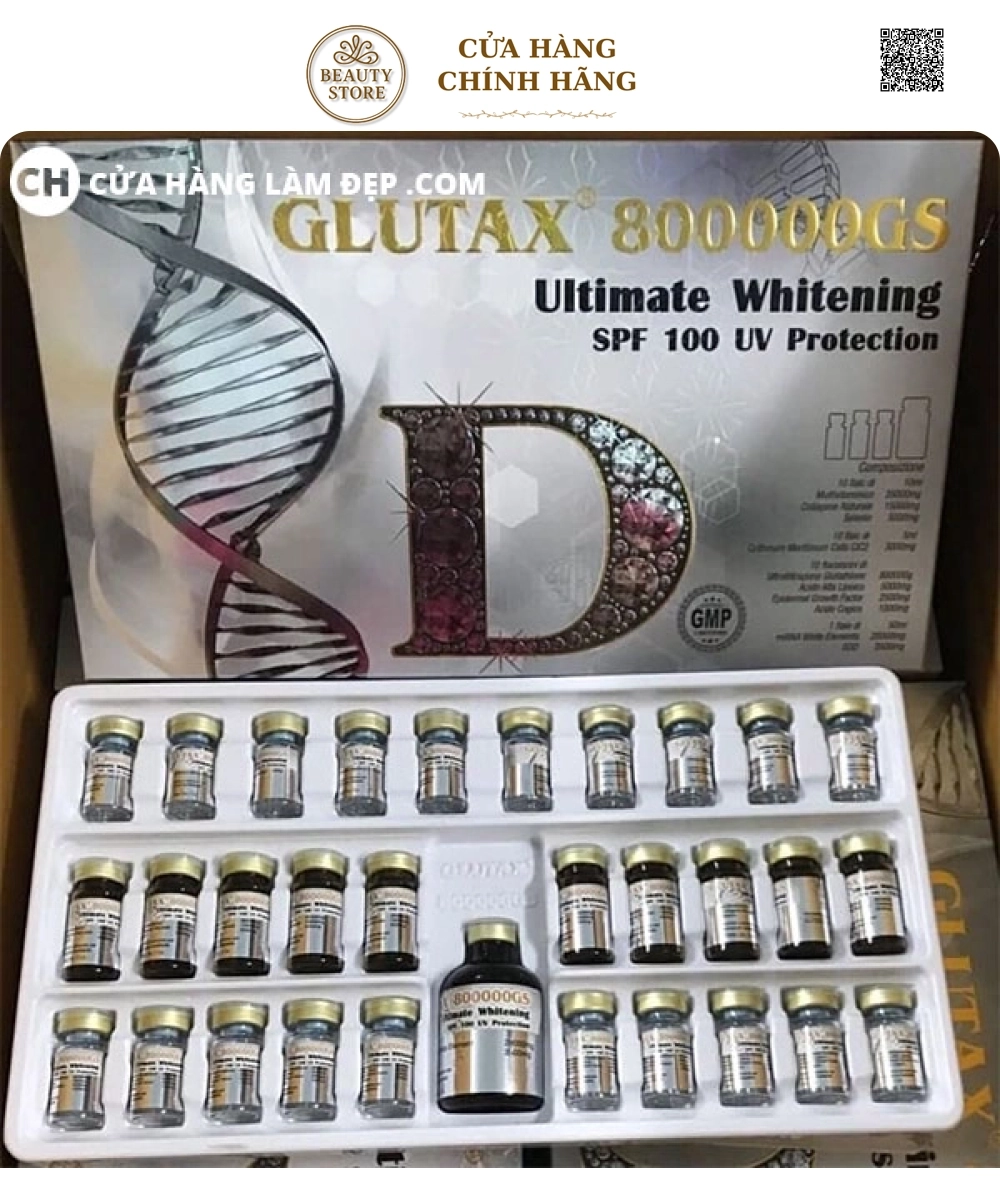 Set Truyền Trắng Bảo Vệ Da Tối Ưu Glutax 800000GS Ultimate Whitening SPF 100 UV Protection