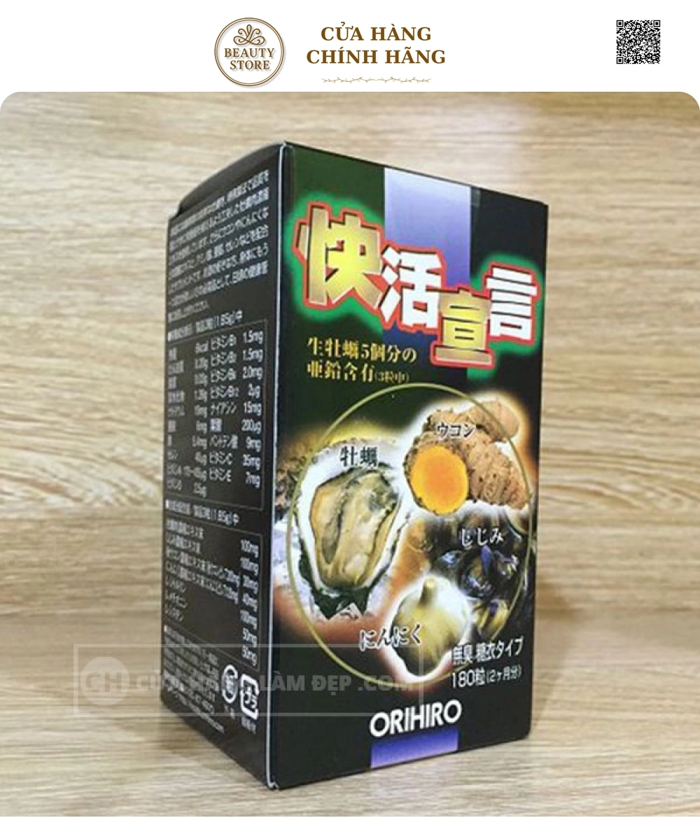 Tinh Chất Hàu Tươi, Tỏi, Nghệ Hỗ Trợ Tăng Cường Sinh Lực Nam Orihiro 180 Viên