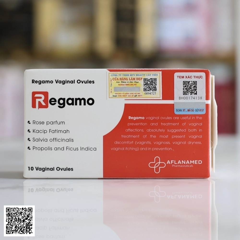 Viên Đặt Phụ Khoa Regamo Vaginal Ovules Từ Italia Hộp 10 Viên