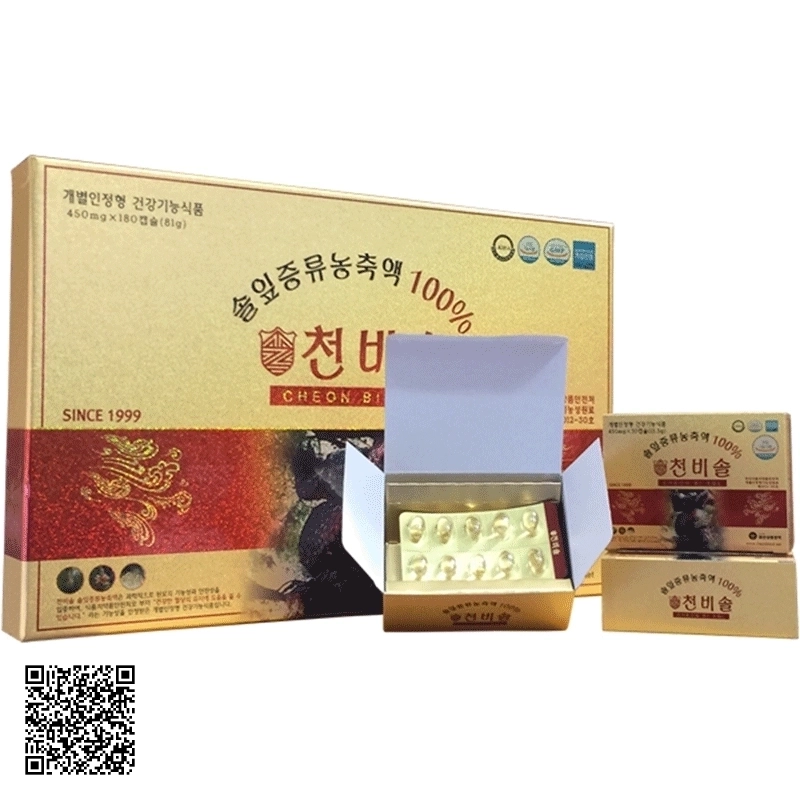 Viên Tinh Dầu Thông Đỏ Hàn Quốc Cheon Bi Sol Cao Cấp Hộp 180 Viên