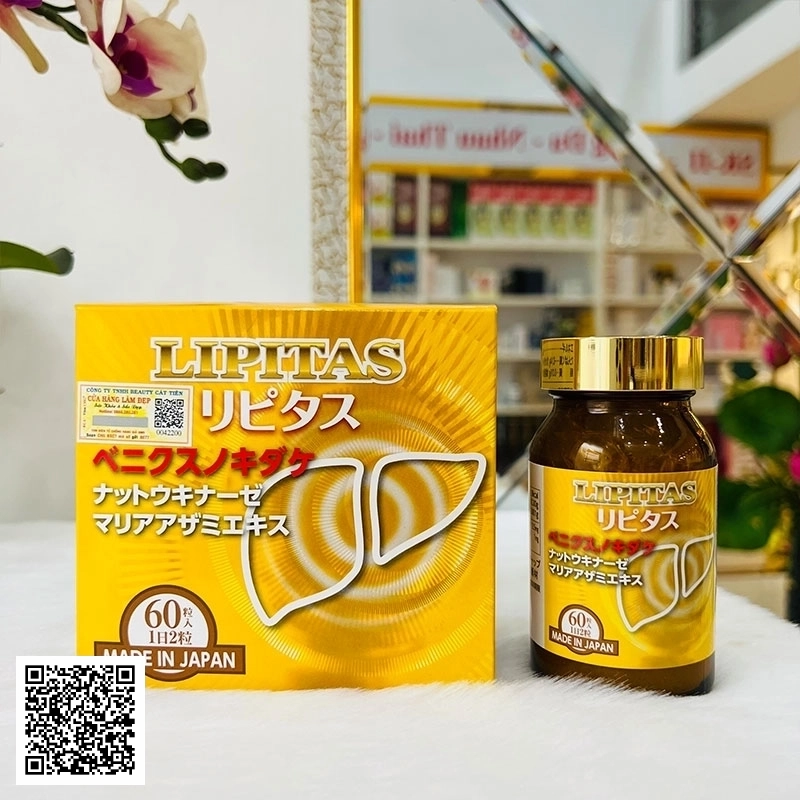 Viên Làm Giảm Mỡ Máu, Mỡ Gan Và Thải Độc Gan Lipitas Nhật Bản 60 Viên