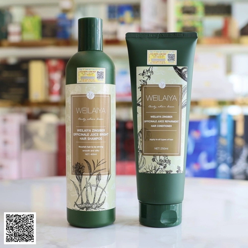 Bộ Dầu Gội Xả Gừng Hà Thủ Ô Weilaiya Zingiber Oficinale Juice Ngăn Rụng Tóc Từ Trung Quốc 400ml x 250ml