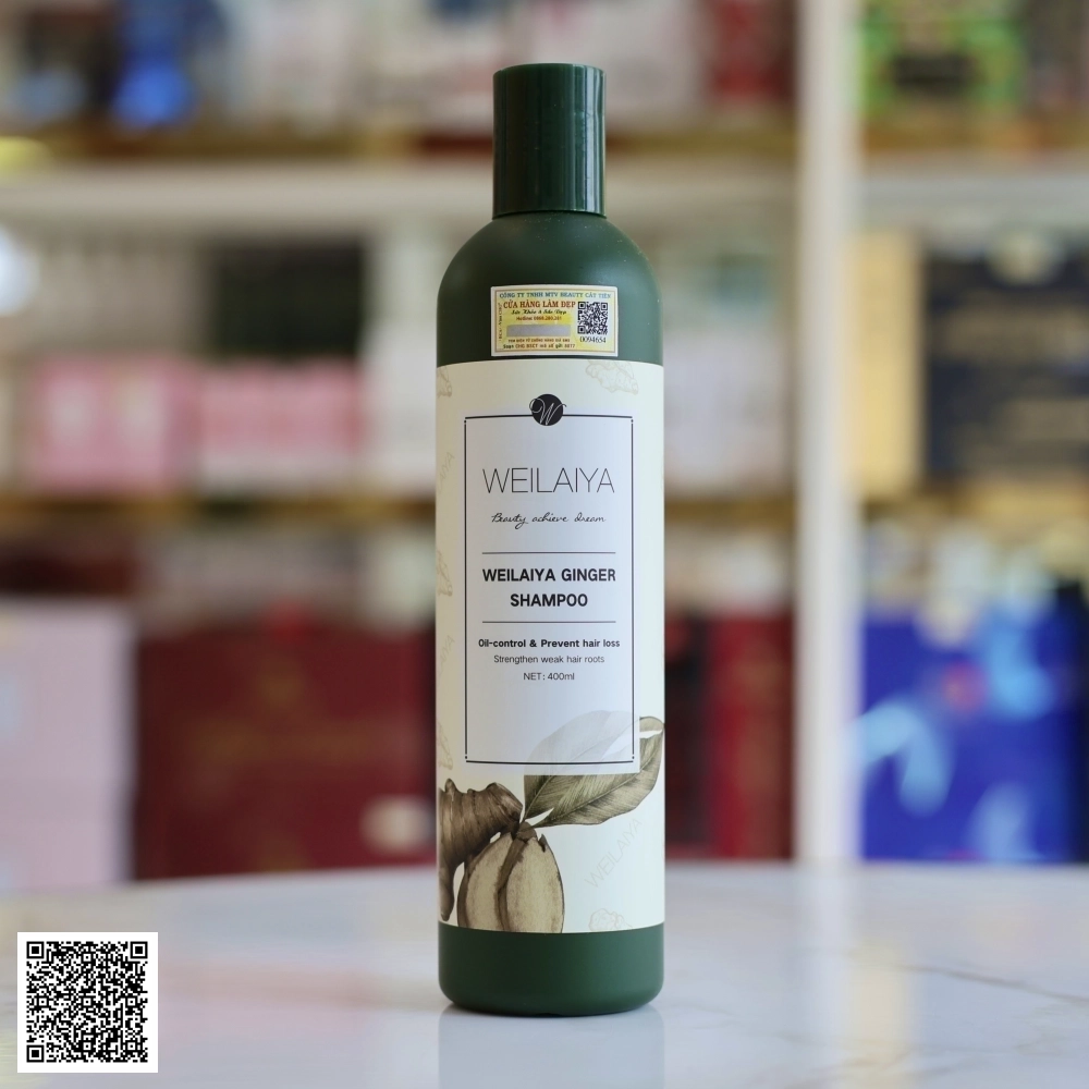 Dầu Gội Weilaiya Ginger Shampoo Gừng Trắng Ngăn Rụng Và Kích Mọc Tóc Chiết Xuất Thiên Nhiên Từ Trung Quốc 400ml