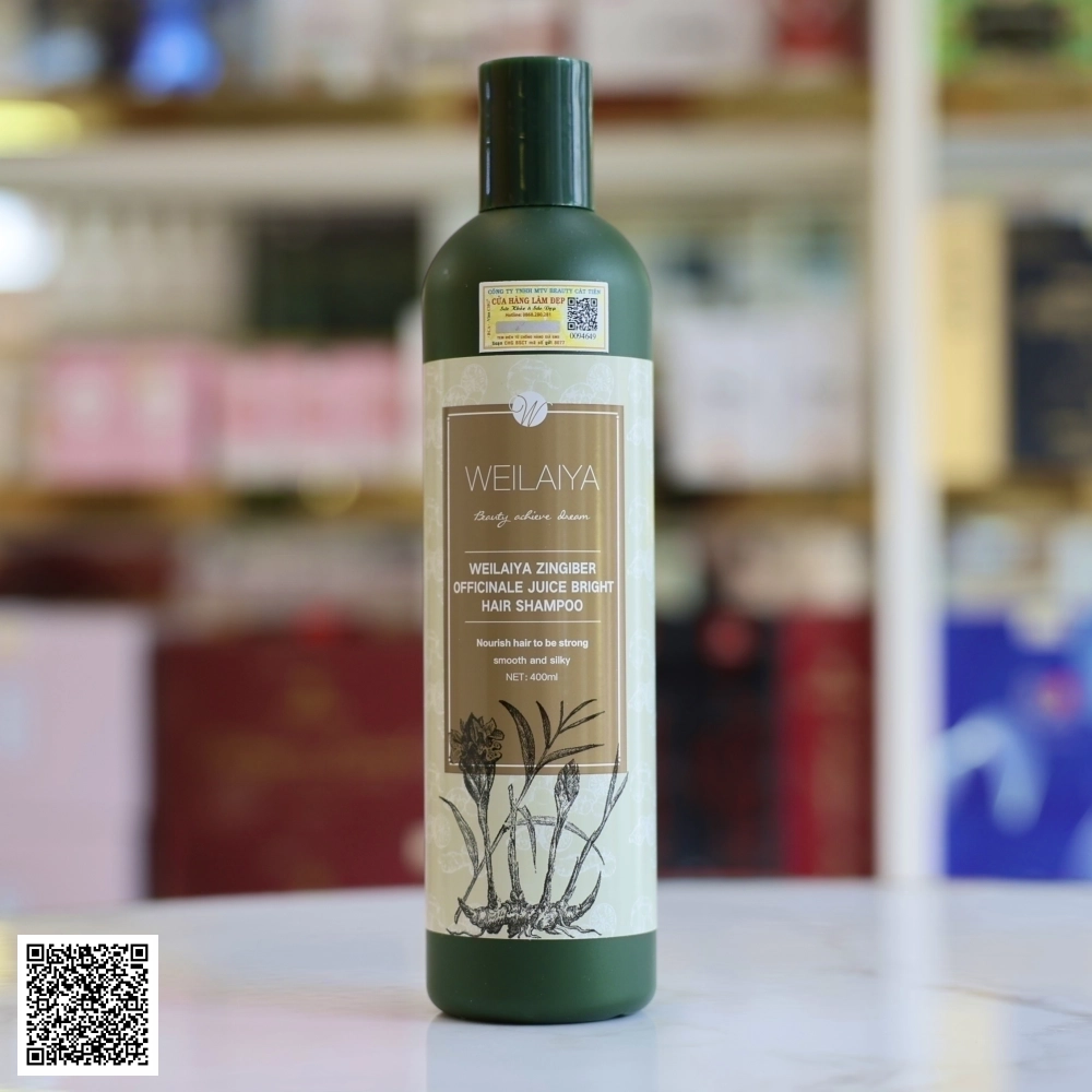 Dầu Gội Gừng Hà Thủ Ô Weilaiya Zingiber Officinale Juice Bright Hair Shampoo Kích Mọc Tóc 400ml Từ Trung Quốc