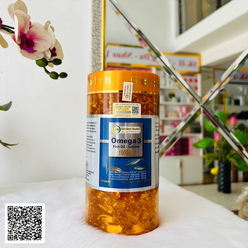 Viên Uống Dầu Cá Hồi Omega-3 Fish Oil - Salmon 1000mg Golden Health Của Úc Lọ 365 Viên