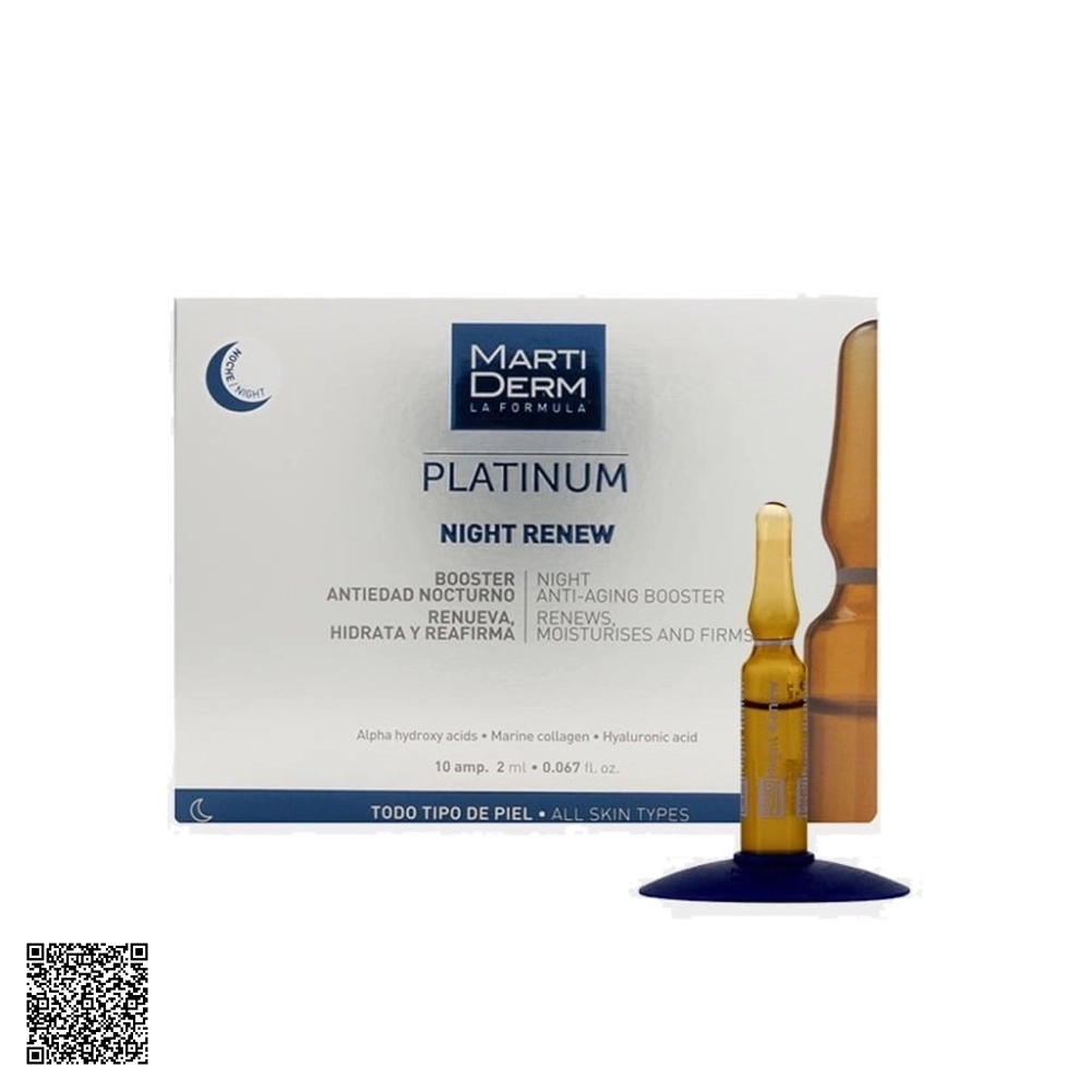Tinh Chất MartiDerm Ampoule Platinum Night Renew Hỗ Trợ Ngừa Lão Hóa & Tái Tạo Da Ban Đêm Của Tây Ban Nha 30 Ống
