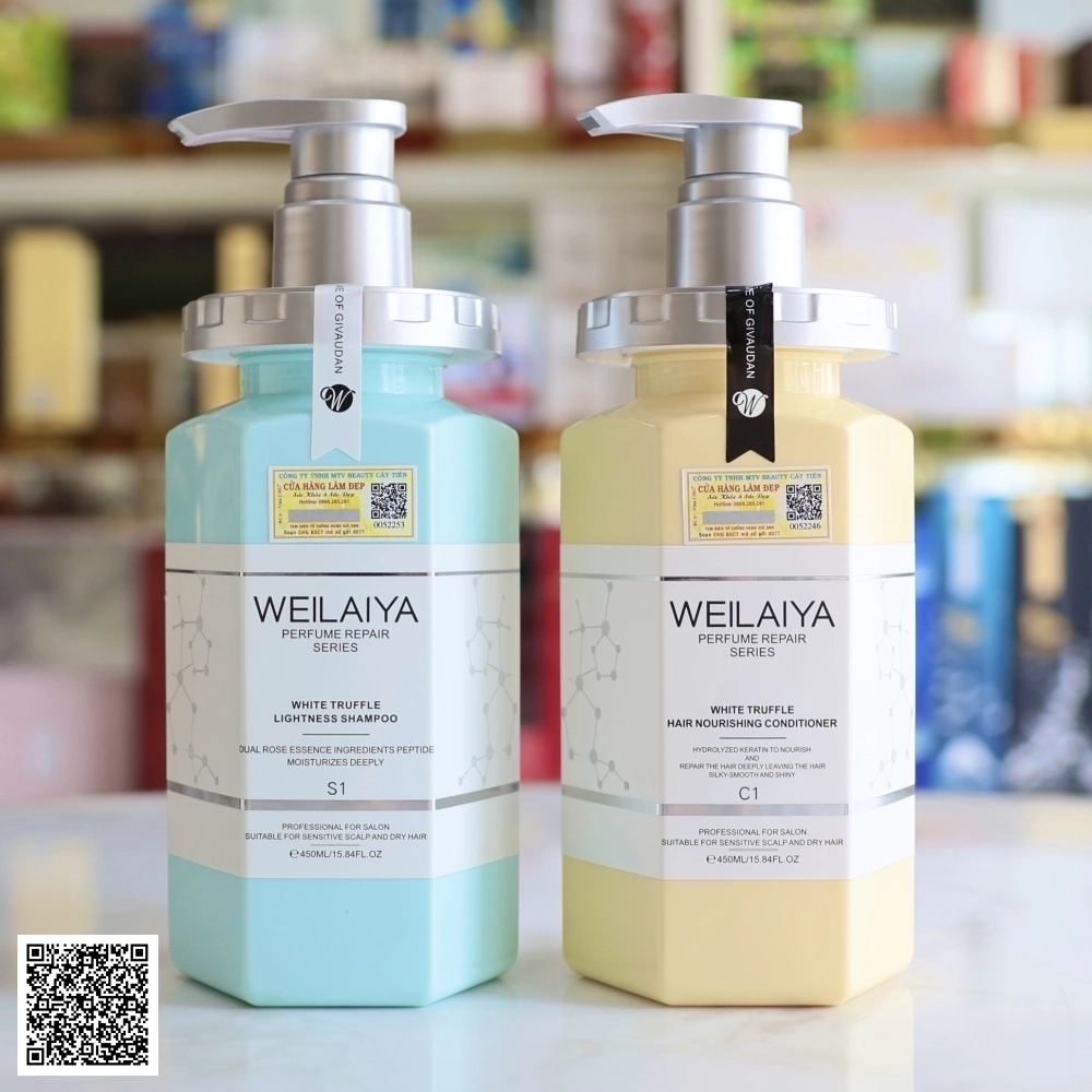 Bộ Gội Xả Weilaiya Phục Hồi Đa Tầng Chiết Xuất Trứng Cá Tầm Và Nấm Truffle Trắng Từ Trung Quốc 450ml x 450ml