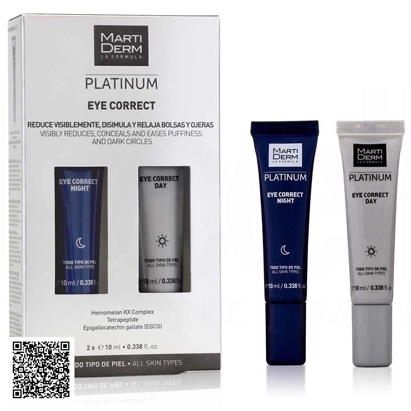 Bộ Kem Dưỡng Mắt Ngày Đêm MartiDerm Platinum Eye Correct Tây Ban Nha (2 x 10ml)