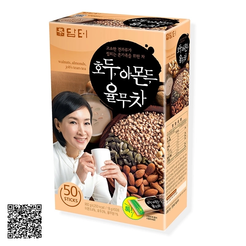 Bột Ngũ Cốc Dinh Dưỡng Damtuh Walnuts, Almonds, Jobs Tears Tea Của Hàn Quốc 50 Gói