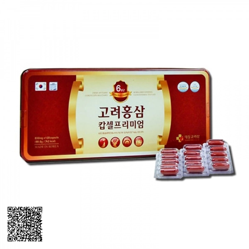 Viên Hồng Sâm Nhung Hươu Linh Chi Đông Trùng Hạ Thảo Daedong Korea Red Ginseng Ganoderma Tsugae Hàn Quốc 120 Viên