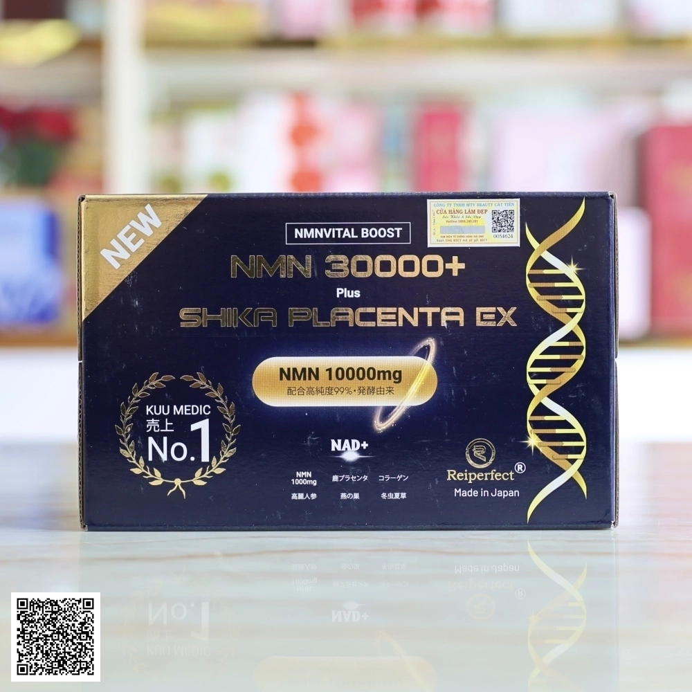 NMN 30000+ Plus Shika Placenta Ex Reiperfect Nước Uống Trẻ Hóa Tế Bào Nhật Bản NMN1000mg Hộp 10 Chai * 50ml
