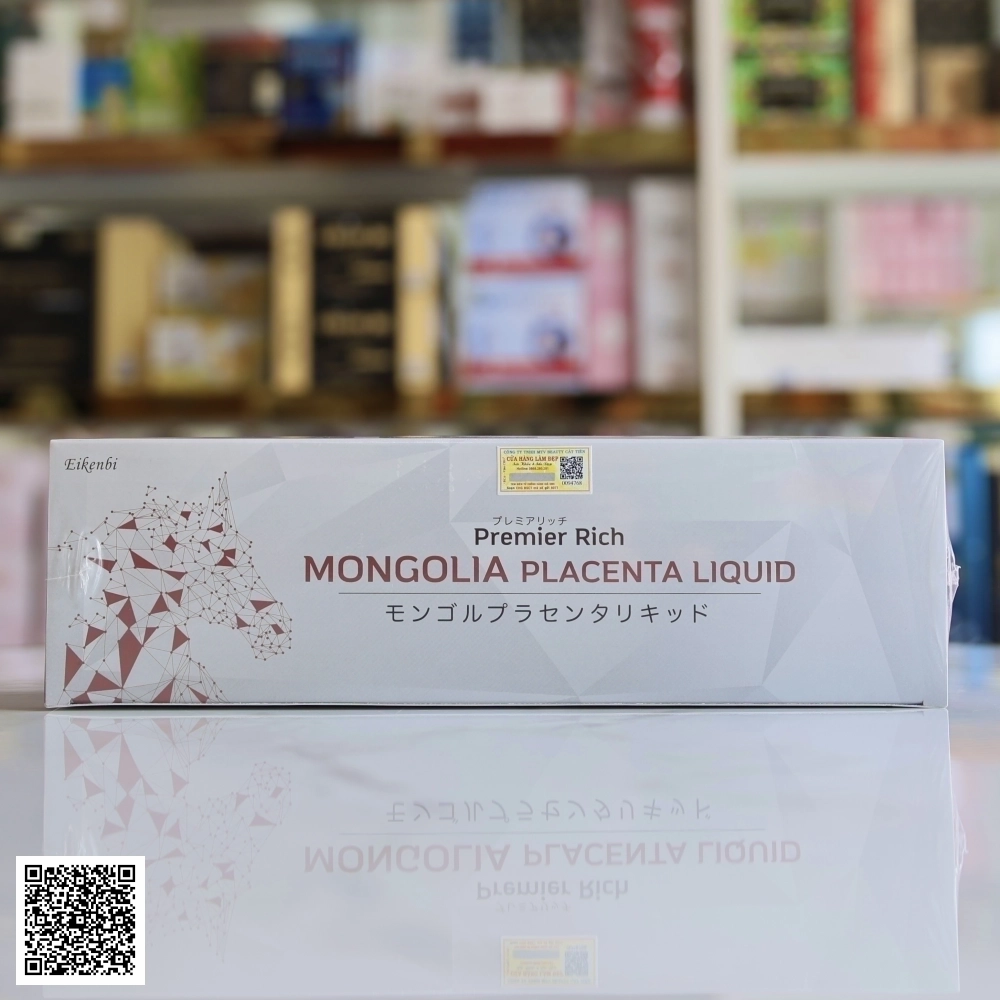 Nước Uống Nhau Thai Ngựa Mongolia Placenta Liquid Eikenbi Nhật Bản Hộp 30ống .
