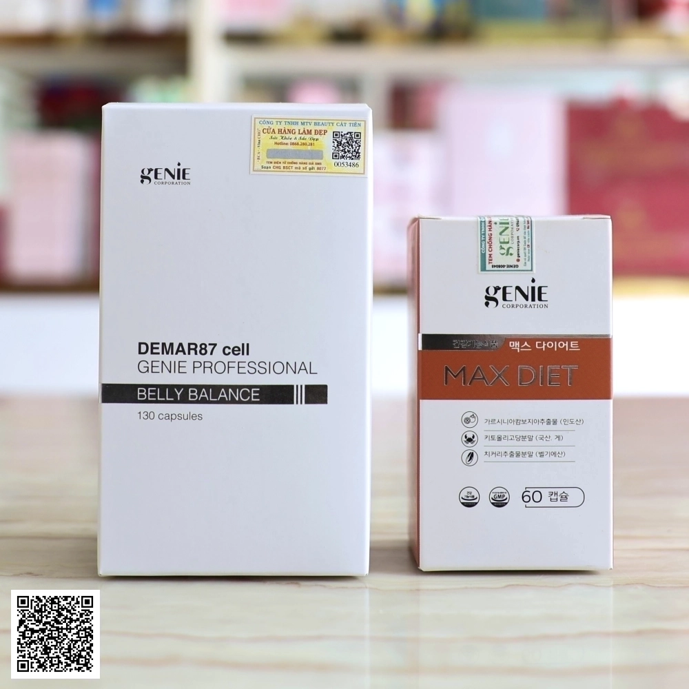 Combo Viên Uống Giảm Cân Genie Giảm Cân Tan Mỡ Bụng Detox Cơ Thể của Hàn Quốc