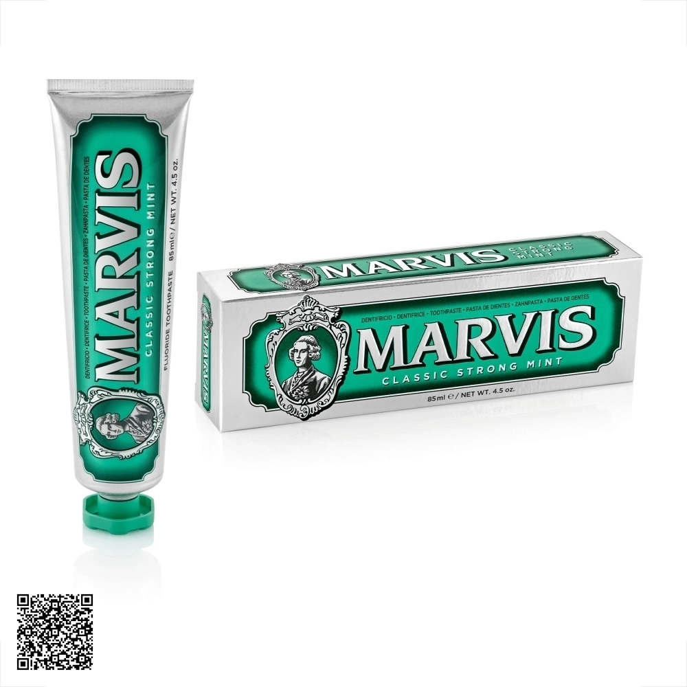 Kem Đánh Răng Marvis Classic Strong Mint Toothpaste Màu Xanh Lá Hương Bạc Hà 85ml
