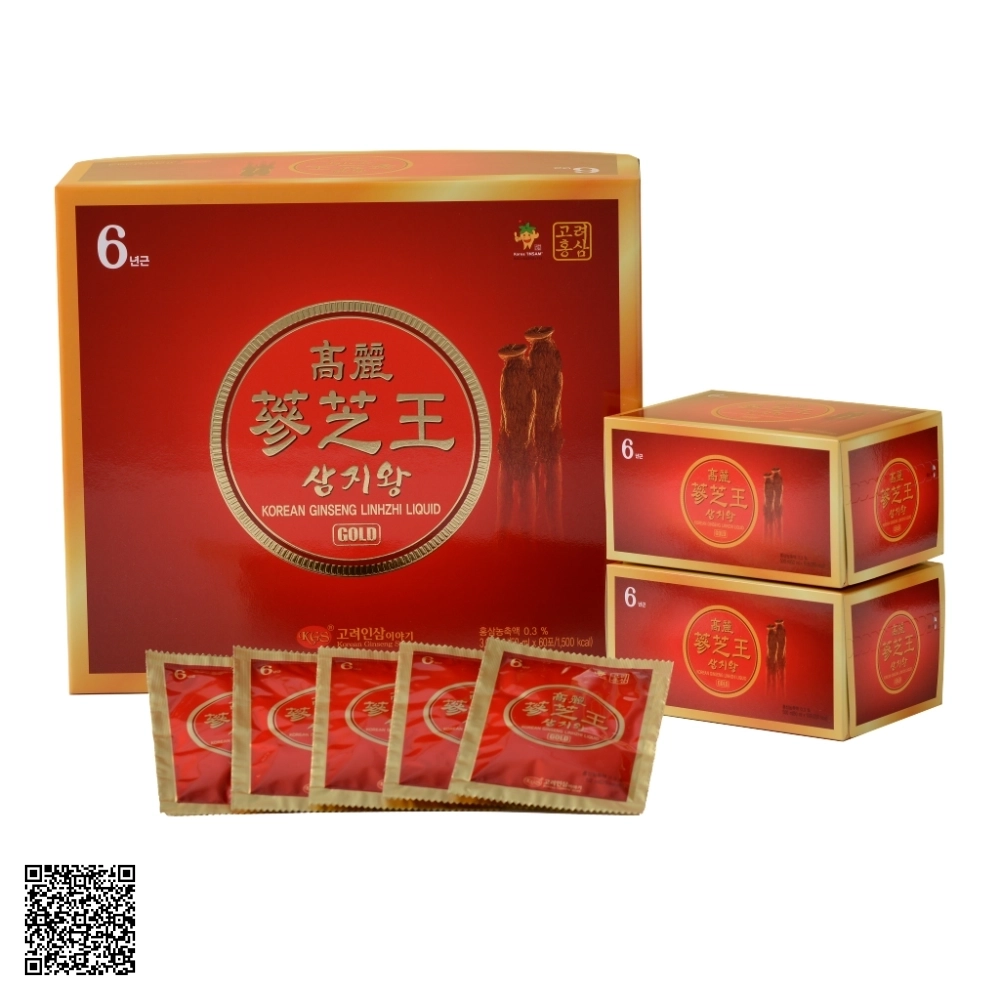 Nước Hồng Sâm Linh Chi KGS Korean Ginseng Linhzhi Liquid Gold Từ Hàn Quốc 60 Gói