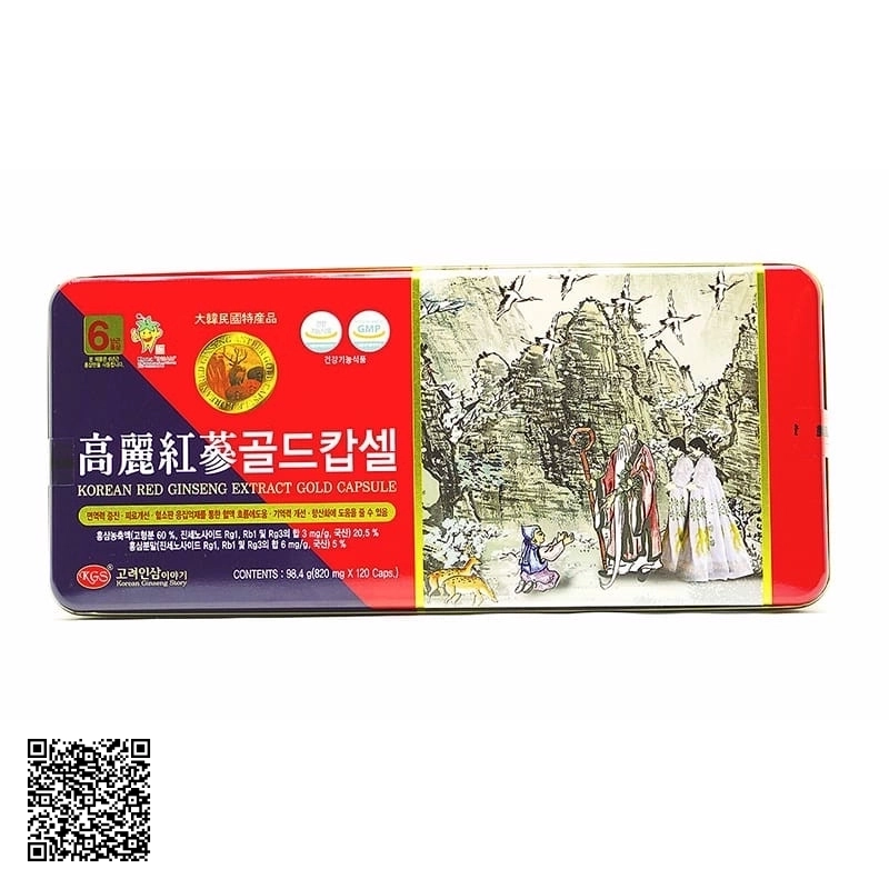 Viên Hồng Sâm Nhung Hươu Linh Chi KGS Korean Red Ginseng Extract Gold Capsule 120 Viên
