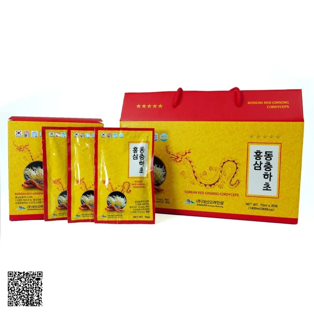 Nước Hồng Sâm Đông Trùng Hạ Thảo Daesan Korean Red Ginseng Cordyceps Từ Hàn Quốc 20 Gói