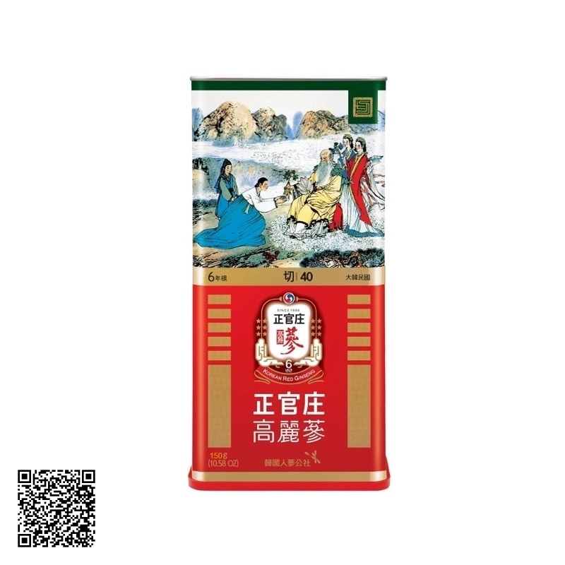 Hồng Sâm Củ Khô KGC Korean Red Ginseng Số 40 Hộp Thiếc Từ Hàn Quốc 150g