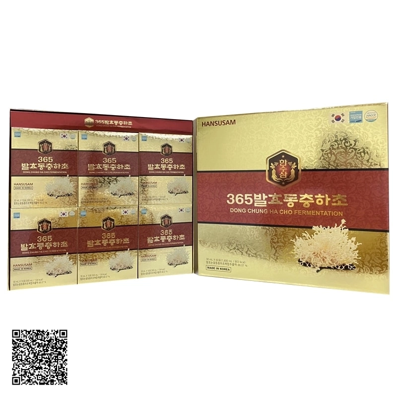 Nước Đông Trùng Hạ Thảo Lên Men Hansusam Dong Chung Ha Cho Fermentation Từ Hàn Quốc 60 Gói