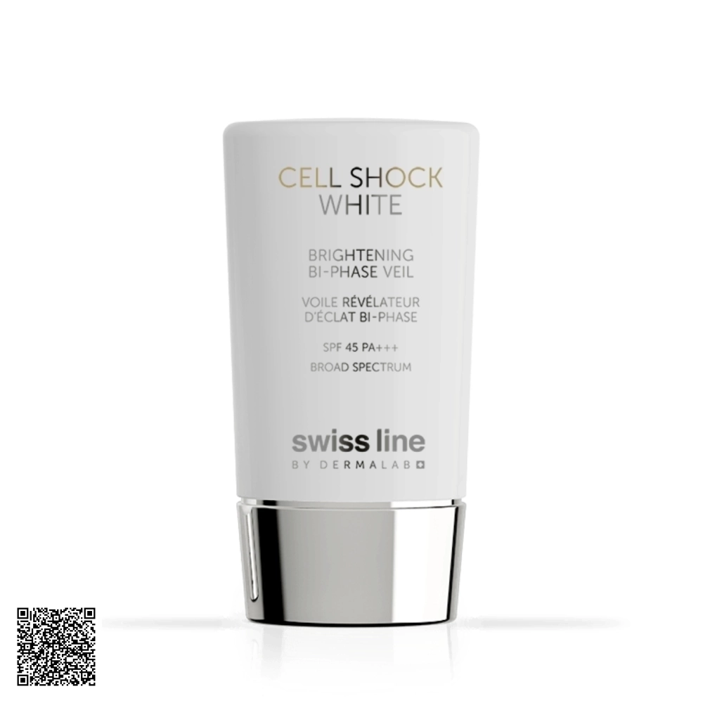 Nhũ Tương Dưỡng Trắng Da Swissline Cell Shock White Brightening Bi-Phase Veil SPF 45 PA+++ Từ Thuỵ Sĩ 45ml