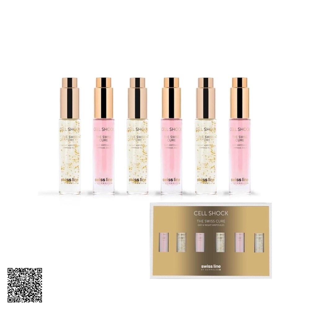 Tinh Chất Phục Hồi Da Swissline Cell Shock The Swiss Cure - Day & Night Ampoules Từ Thuỵ Sĩ 6 Lọ