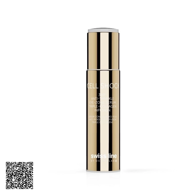 Tinh Chất Xoá Nhăn Vùng Mắt Swissline Cell Shock 360 Anti-Wrinkle Eye-Zone Serum Triple-Collagen Infusion Từ Thuỵ Sĩ 5ml