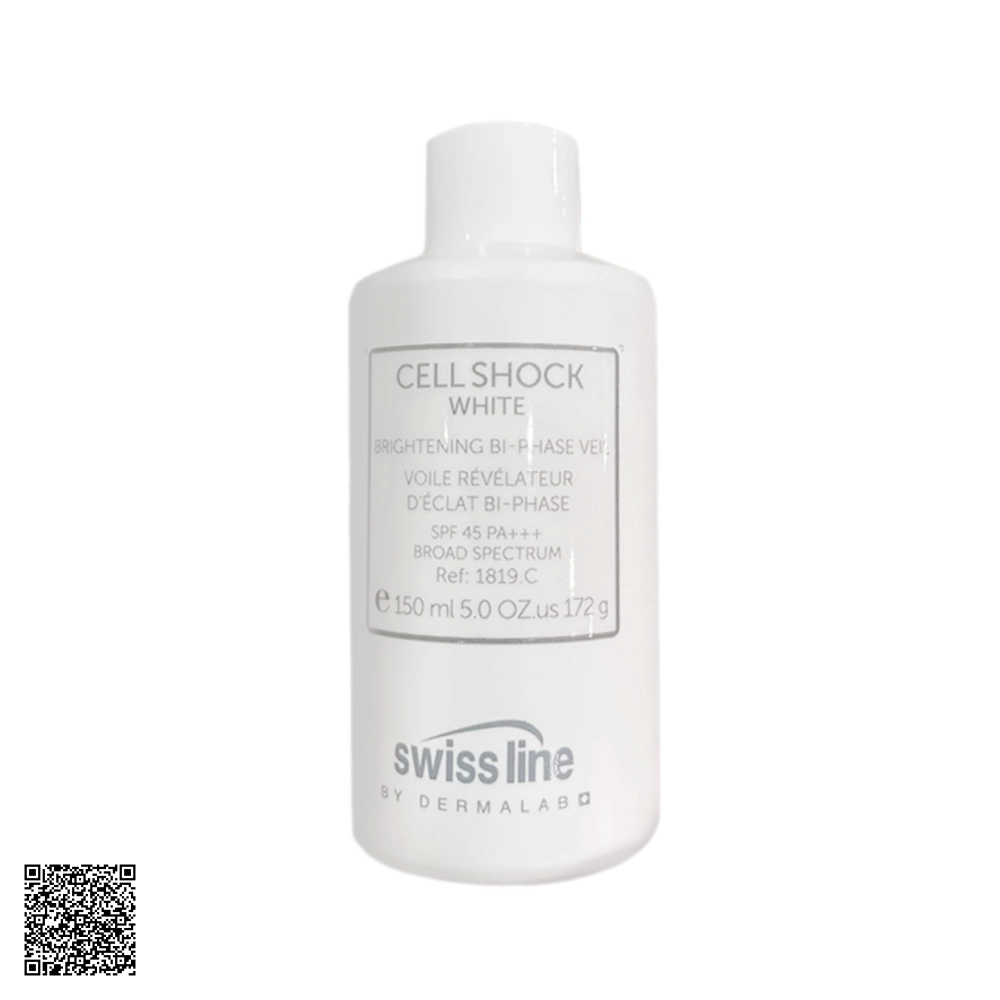 Nhũ Tương Dưỡng Trắng Da Swissline Cell Shock White Brightening Bi-Phase Veil SPF45+++ Từ Thuỵ Sĩ 150ml