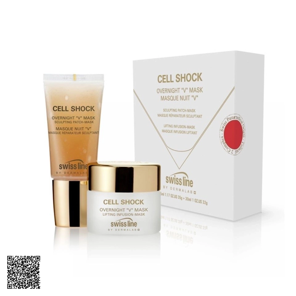 Bộ Đôi Mặt Nạ Ngủ Kiến Tạo Cấu Trúc Da Swissline Cell Shock Overnight V Mask Từ Thuỵ Sĩ 2 Món/Set