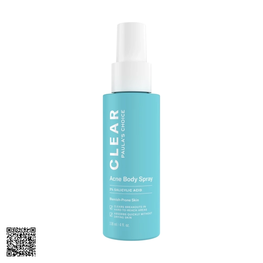 Xịt Giảm Mụn Cho Cơ Thể Paula’s Choice Clear Acne Body Spray Từ Mỹ 118ml