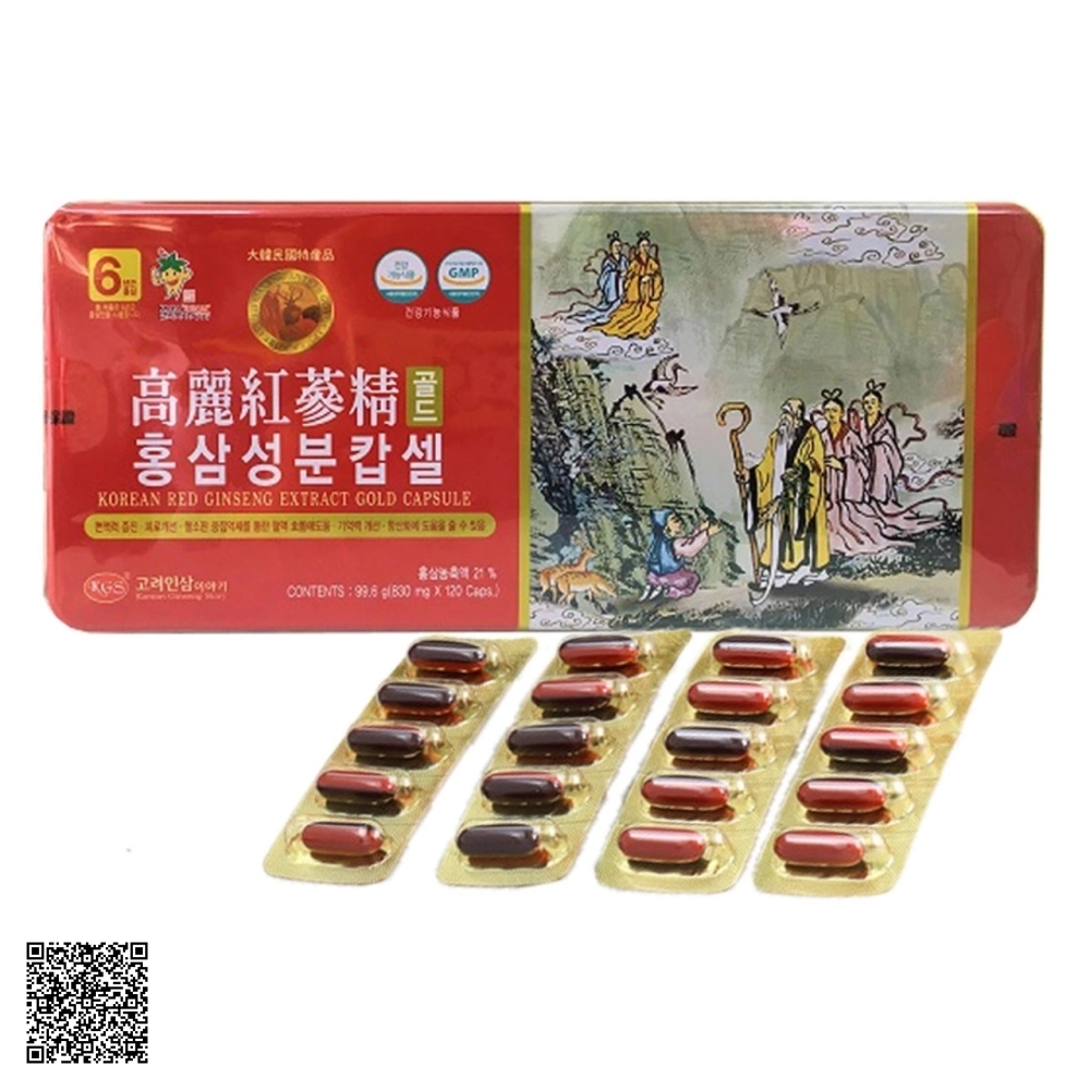 Viên Hồng Sâm Nhung Hươu Linh Chi KGS Korean Red Ginseng Extract Gold Capsules Từ Hàn Quốc 120 Viên