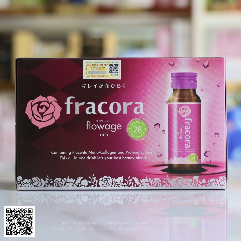 Nước Uống Collagen Fracora Flowage Rich Từ Nhật Bản Hộp 10 Chai