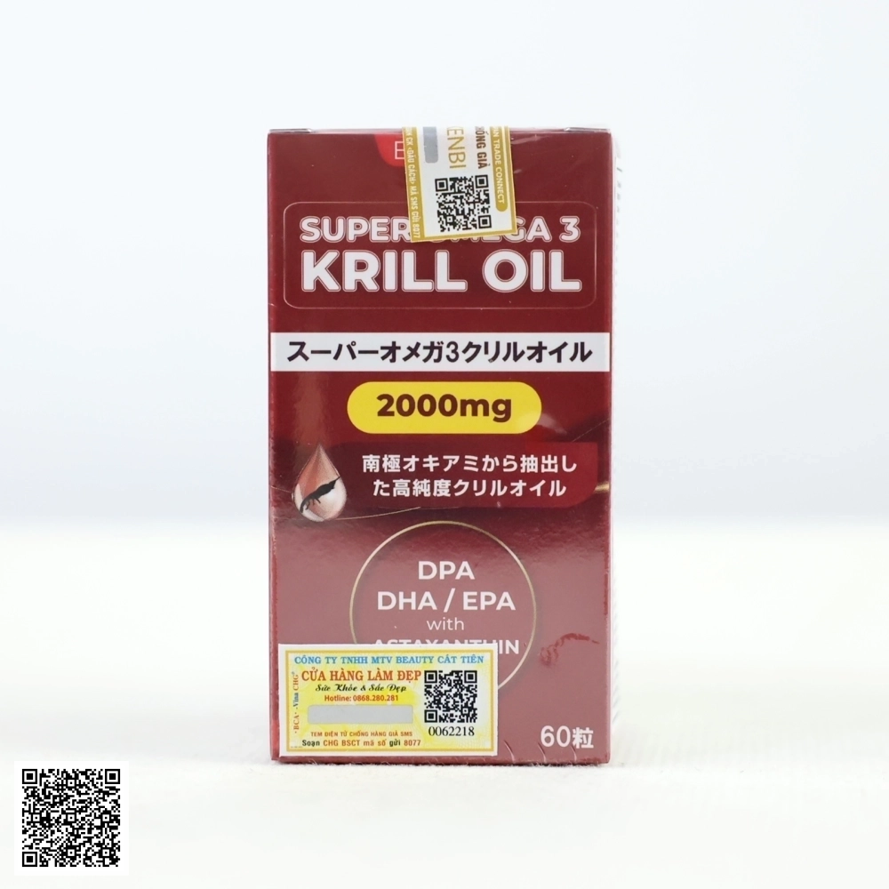 Viên Uống Dầu Nhuyễn Thể Eikenbi Super Omega 3 Krill Oil 2000mg Từ Nhật Bản (60 Viên)