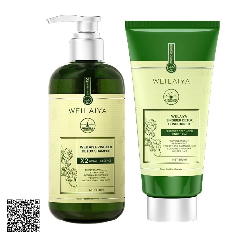 Bộ Dầu Gội Xả Gừng Detox Weilaiya Zingiber Detox Luxury Hỗ Trợ Mọc Tóc Từ Trung Quốc 420ml x 200ml