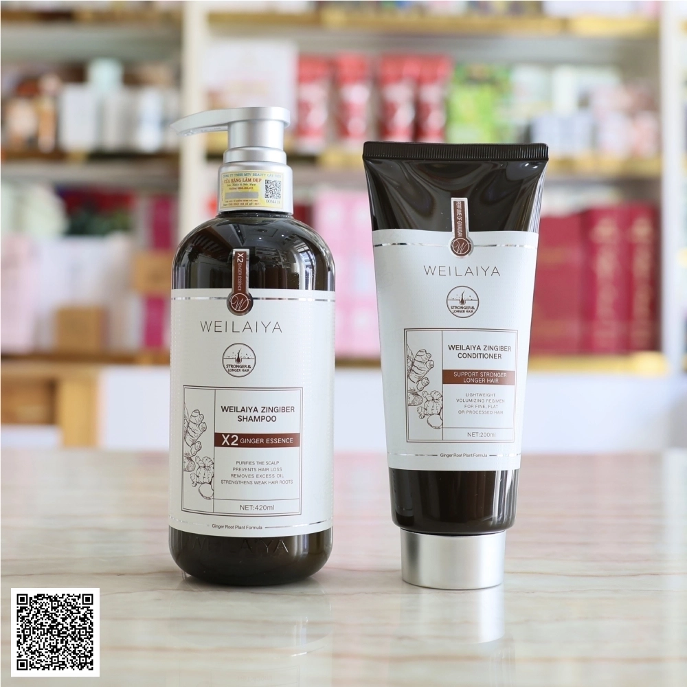Bộ Dầu Gội Gừng Weilaiya Zingiber Luxury Hỗ Trợ Mọc Tóc Và Hỗ Trợ Ngừa Lão Hóa Da Đầu 420ml x 200ml Từ Trung Quốc