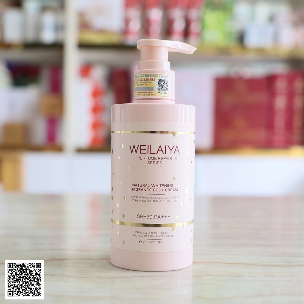 Kem Body Weilaiya Natural Whitening Fragrance Body Cream Nâng Tone Hoa Hồng 200ml