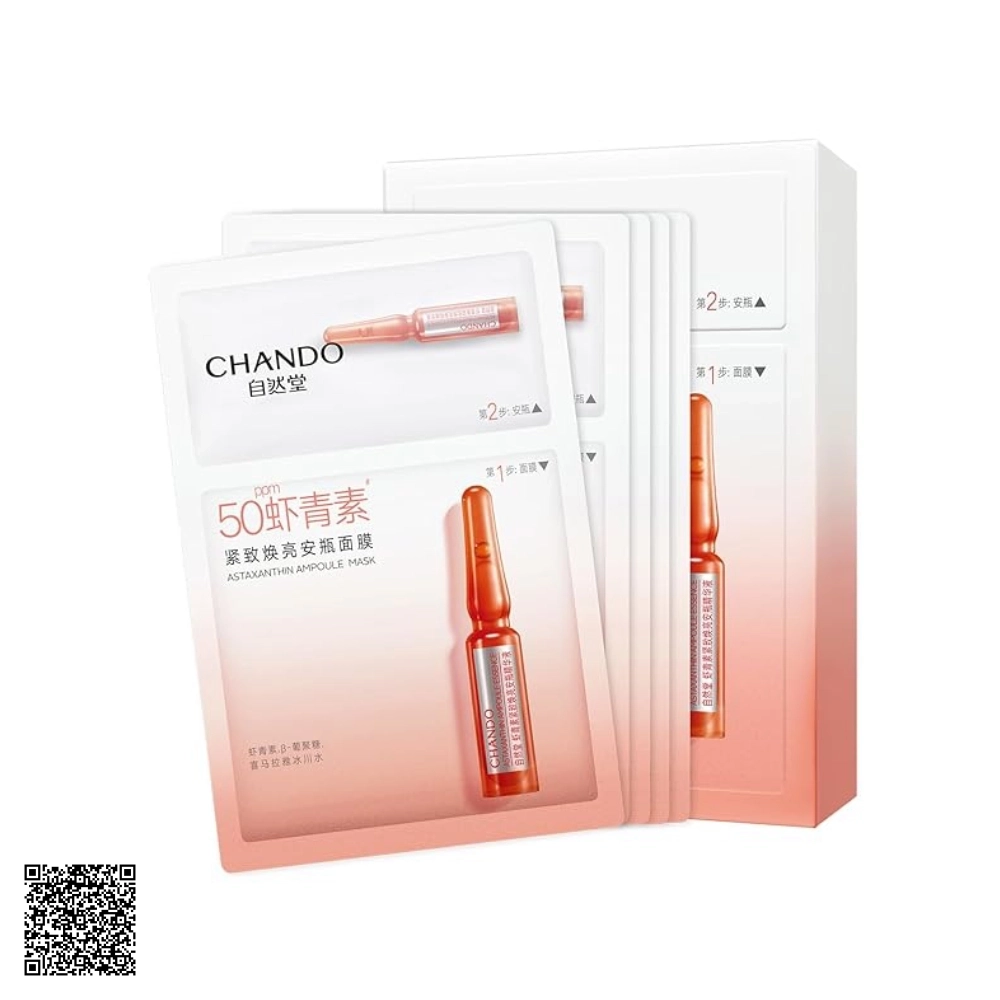Mặt Nạ 2 Bước Giảm Nhăn Và Đều Màu Da Chando Astaxanthin Firming Ampoule Mask (1,5ml + 33ml) x 5 Miếng