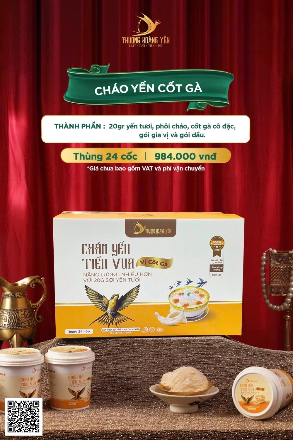 Cháo Yến Tiến Vua Vị Cốt Gà Thùng 24 Cốc