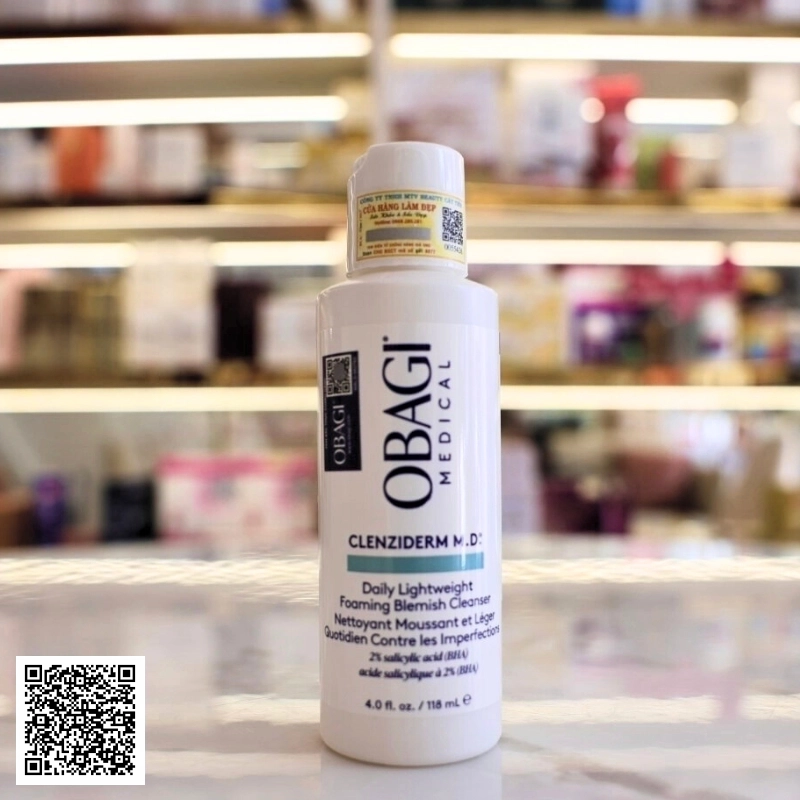 Sữa Rửa Mặt Chứa BHA Tẩy Tế Bào Chết Obagi Clenziderm M.D. Foaming Blemish Từ Mỹ 118ml