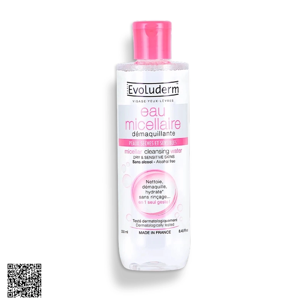 Nước Tẩy Trang Evoluderm Micellar Cleansing Water Cho Da Khô Và Nhạy Cảm 250ml từ Pháp